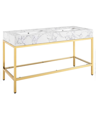 Modway Kingsley 60in Gold Stainless Steel Bathroom Vanity