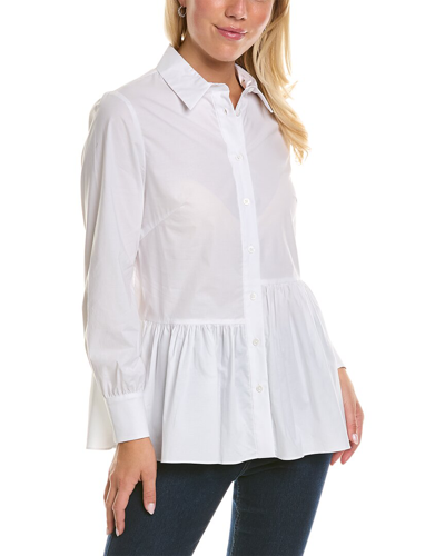 Pearl By Lela Rose Poplin Asymmetrical Top In White