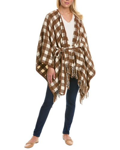 Pearl By Lela Rose Checked Wool-blend Cape In Brown