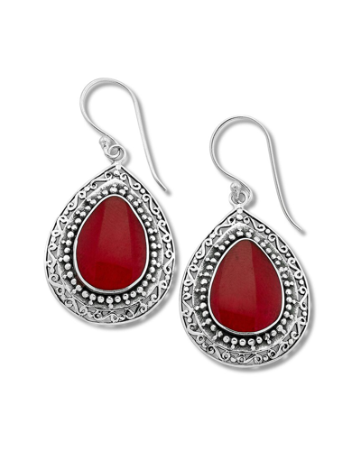 Samuel B. Silver Coral Filigree Earrings