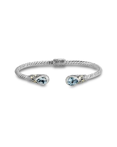 Samuel B. 18k & Silver 2.40 Ct. Tw. Blue Topaz Twisted Cable Bangle Bracelet