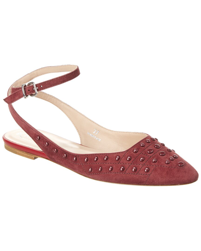 Tod's Tods Pointed-toe Suede Ballet Flat In Red