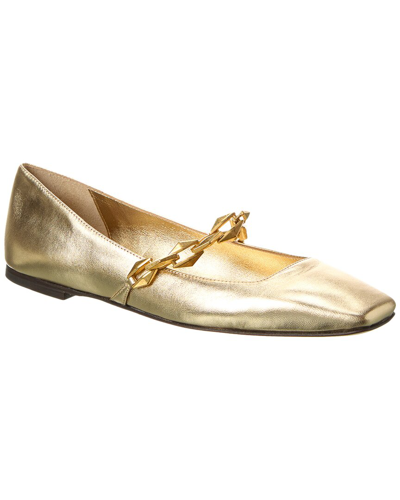 Jimmy Choo Diamond Tilda Metallic Leather Ballet Flats In Gold