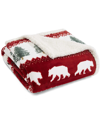 Eddie Bauer Grizzly Peak Faux Shearling Lined Blanket In Red