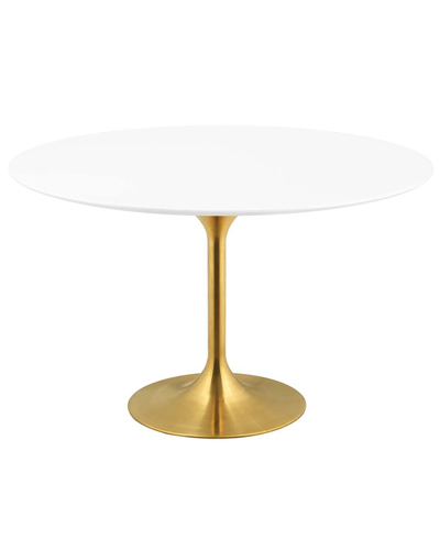 Modway Lippa 54in Round Wood Dining Table In Gold