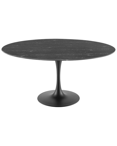 Modway Lippa 60in Artificial Marble Dining Table In Black