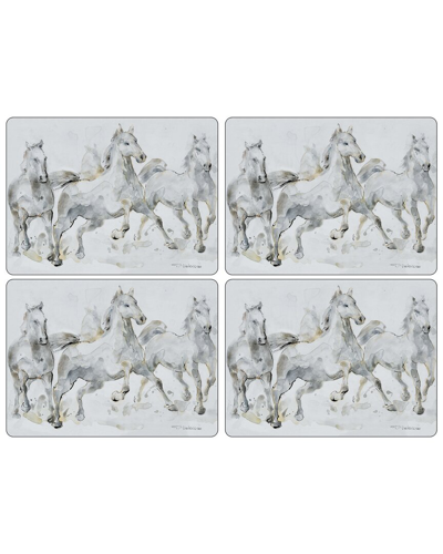 Pimpernel Set Of 4 Spirited Horses Placemats In Charcoal