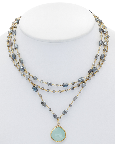 Rachel Reinhardt 14k Over Silver Chalcedony & Labradorite Necklace