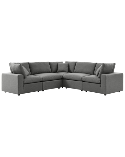 Modway Commix 5-piece Outdoor Patio Sectional Sofa In Charcoal
