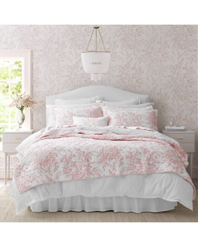 Laura Ashley Bedford Reversible Quilt Set In Pink