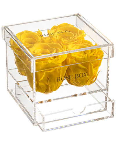 Rose Box Nyc 4 Bright Yellow Roses Jewelry Box