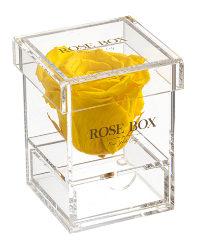 Rose Box Nyc Single Bright Yellow Rose Jewelry Box