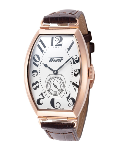 Tissot Heritage Hand Wind White Dial Unisex Watch T128.505.36.012.00 In Black / Brown / Gold / Rose / Rose Gold / White