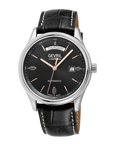 Gevril Excelsior Automatic Black Dial Mens Watch 48200 In Black / Gold Tone / Rose / Rose Gold Tone