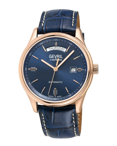 Gevril Excelsior Automatic Blue Dial Mens Watch 48204 In Blue / Gold Tone / Rose / Rose Gold Tone