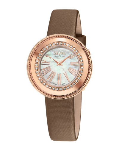 Gevril Gandria Mother Of Pearl Dial Ladies Watch 12151 In Brown / Gold Tone / Mop / Mother Of Pearl / Rose / Rose Gold Tone