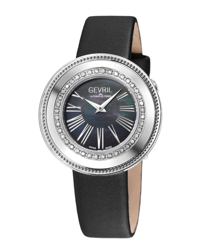 Gevril Gandria Mother Of Pearl Dial Ladies Watch 12147 In Black / Mop / Mother Of Pearl