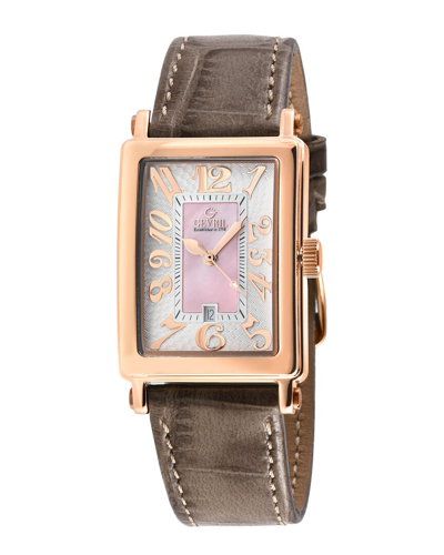 Gevril Avenue Of Americas Mini Quartz Ladies Watch 7345r-3 In Gold Tone / Mop / Mother Of Pearl / Rose / Rose Gold Tone / Tan