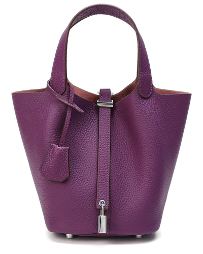 Tiffany & Fred Soft Leather Top Handle Bag In Purple