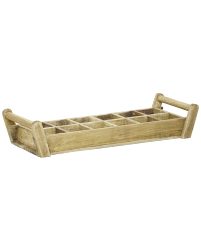Bidkhome 12 Plant Pot Wooden Tray With Handles In Natural