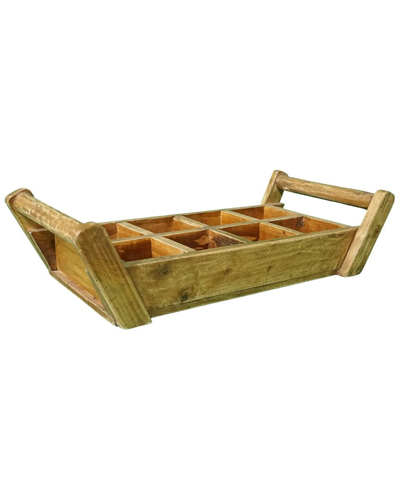 Bidkhome 8 Plant Pot Wooden Tray With Handles In Natural