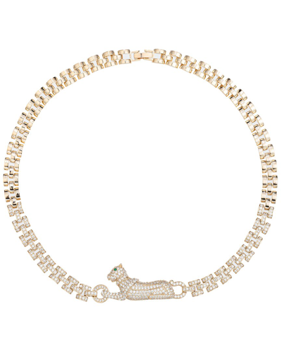 Eye Candy La The Luxe Collection Titanium Cz Leopard Collar Necklace