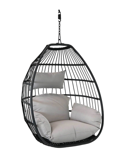 Sunnydaze Delaney Hanging Egg Chair With Seat Cushions In Grey