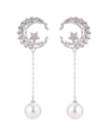 Eye Candy La Luxe Collection Rhodium Plated Pearl & Cz Zoey Drop Earrings
