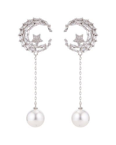 Eye Candy La Luxe Collection Rhodium Plated Pearl & Cz Zoey Drop Earrings