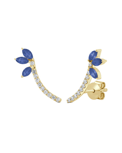 Sabrina Designs 14k 0.89 Ct. Tw. Diamond & Sapphire Climber Earrings