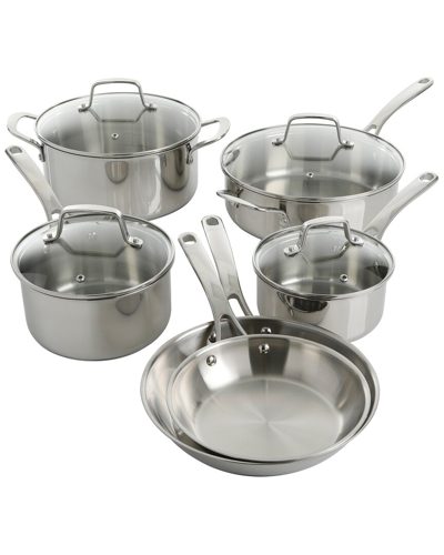 Martha Stewart 10pc Stainless Steel Cookware Set With Glass Lids In Silver
