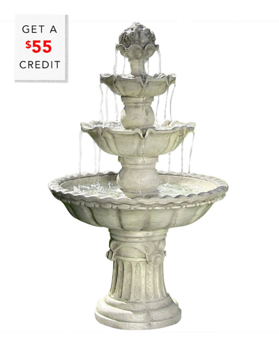 Sunnydaze 4-tier Fruit Top Outdoor Water Fountain Backyard Garden Feature With $55 Credit In White