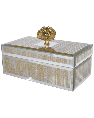 R16 Home Large Sullivan Striped Box In Gold