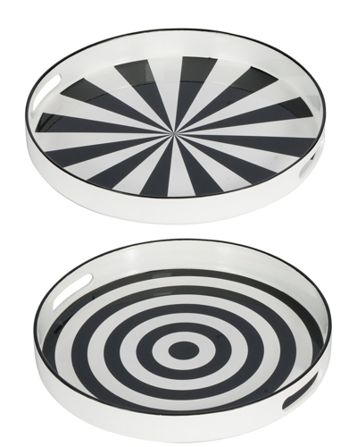 R16 Home Set Of 2 Alice Quinn Round Tray In Black