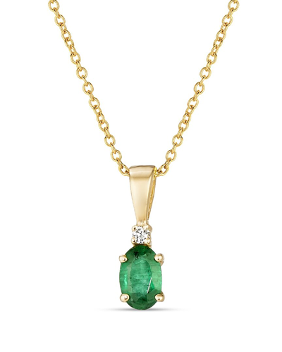 Le Vian ® 14k Honey Gold™ 0.33 Ct. Tw. Diamond & Emerald Pendant Necklace