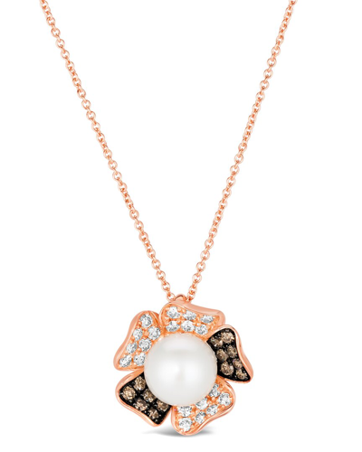 Le Vian ® 14k Strawberry Gold® 0.46 Ct. Tw. Diamond 8mm Pearl Pendant Necklace
