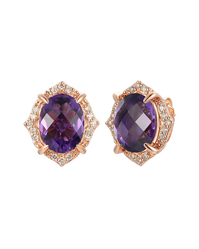 Le Vian ® 14k Strawberry Gold® 5.23 Ct. Tw. Diamond & Dark Amethyst Earrings