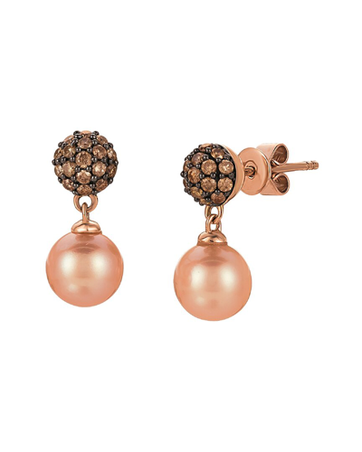 LE VIAN LE VIAN® 14K STRAWBERRY GOLD® 0.39 CT. TW. DIAMOND 7-8MM PEARL EARRINGS