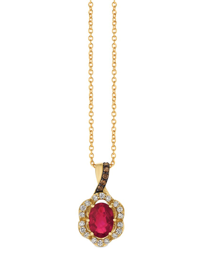 LE VIAN LE VIAN® 14K HONEY GOLD™ 0.87 CT. TW. DIAMOND & RUBY PENDANT NECKLACE