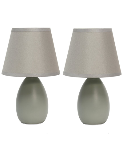 Lalia Home Laila Home Mini Egg Oval Ceramic Table Lamp 2pk Set In Gray
