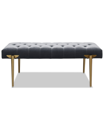 Jennifer Taylor Home Aria Upholstered Gold Accent Bench In Gray
