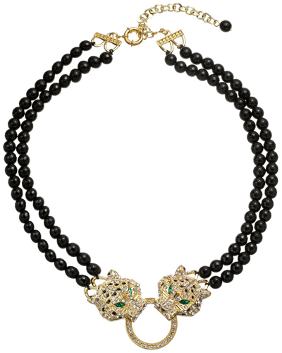 Eye Candy La Agate Leopard Necklace In Black