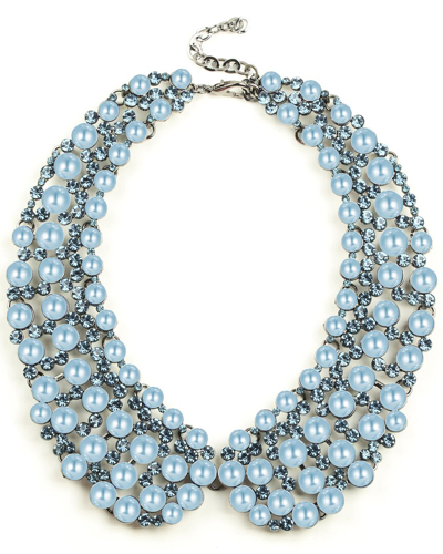 Eye Candy La Luxe Collection Glass Pearl Diana Statement Collar Necklace In Blue