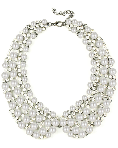 Eye Candy La Luxe Collection Glass Pearl Diana Statement Collar Necklace In Silver