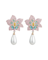 Eye Candy La Luxe Collection Cindy Pink Cubic Zirconia Crystal Flower Earring