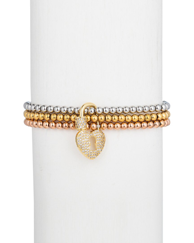 Eye Candy La Luxe Collection Titanium Cz Heart Stretch Bracelet