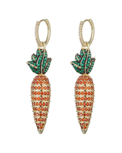 Eye Candy La Cz Orange Carrot Dangle Earrings In Brass