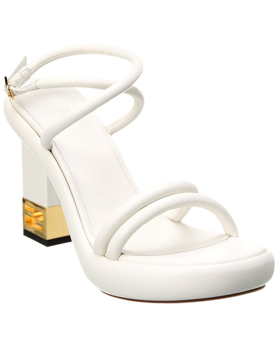 Fendi Baguette Heeled Sandals In White