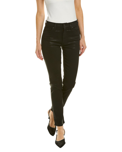 Hudson Jeans Barbara Coated Raven High-rise Straight Ankle Jean In Black