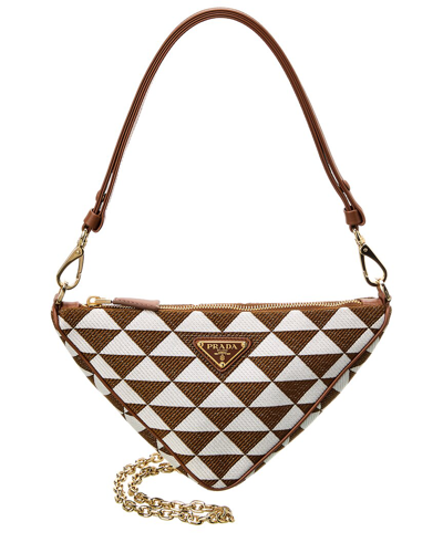Prada Triangle Mini Leather Shoulder Bag In Brown